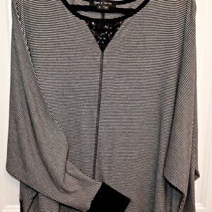 Karen by Karen Kane Whimsical Dolman Sleeve Striped Tunic with Sequin Detail XL